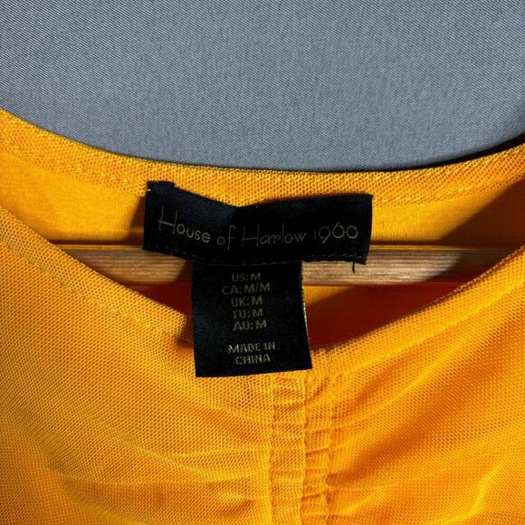 House of Harlow 1960 Ruched Crop Tank Top Golden Yellow Size M - Picture 3 of 3